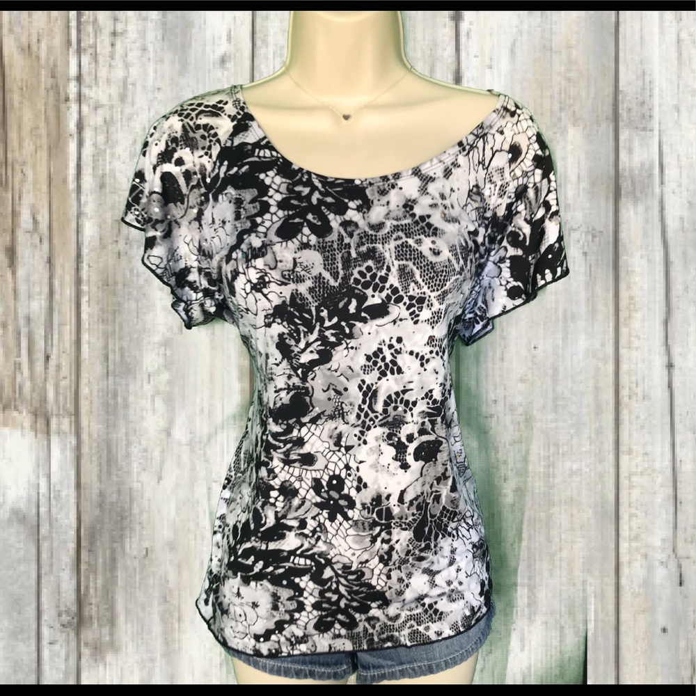 Brittany Black Dressy Top w/Sequins 🌺